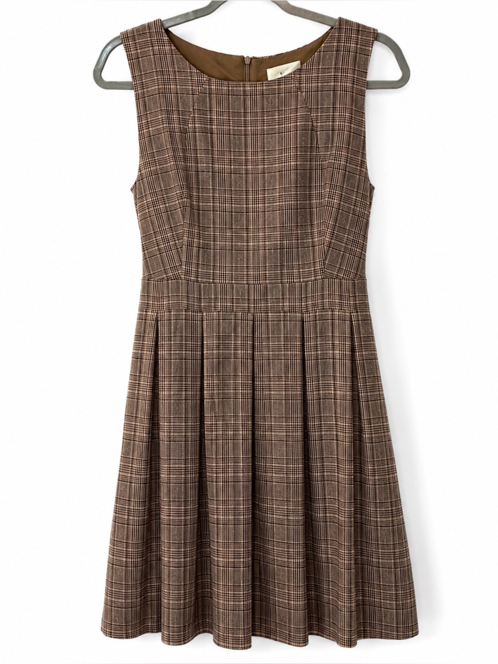 Goldkid London Brown Plaid Fit & Flare Dress | Size 8 | Sleeveless | Preppy Fall